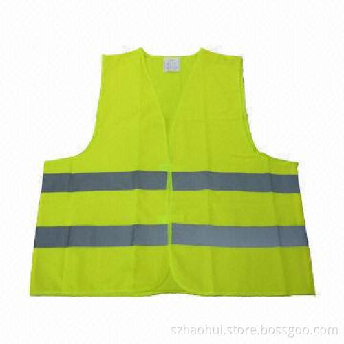 Fluorescence Safety Vest with Reflective Tape, Made of 100% Polyester 130g/m²